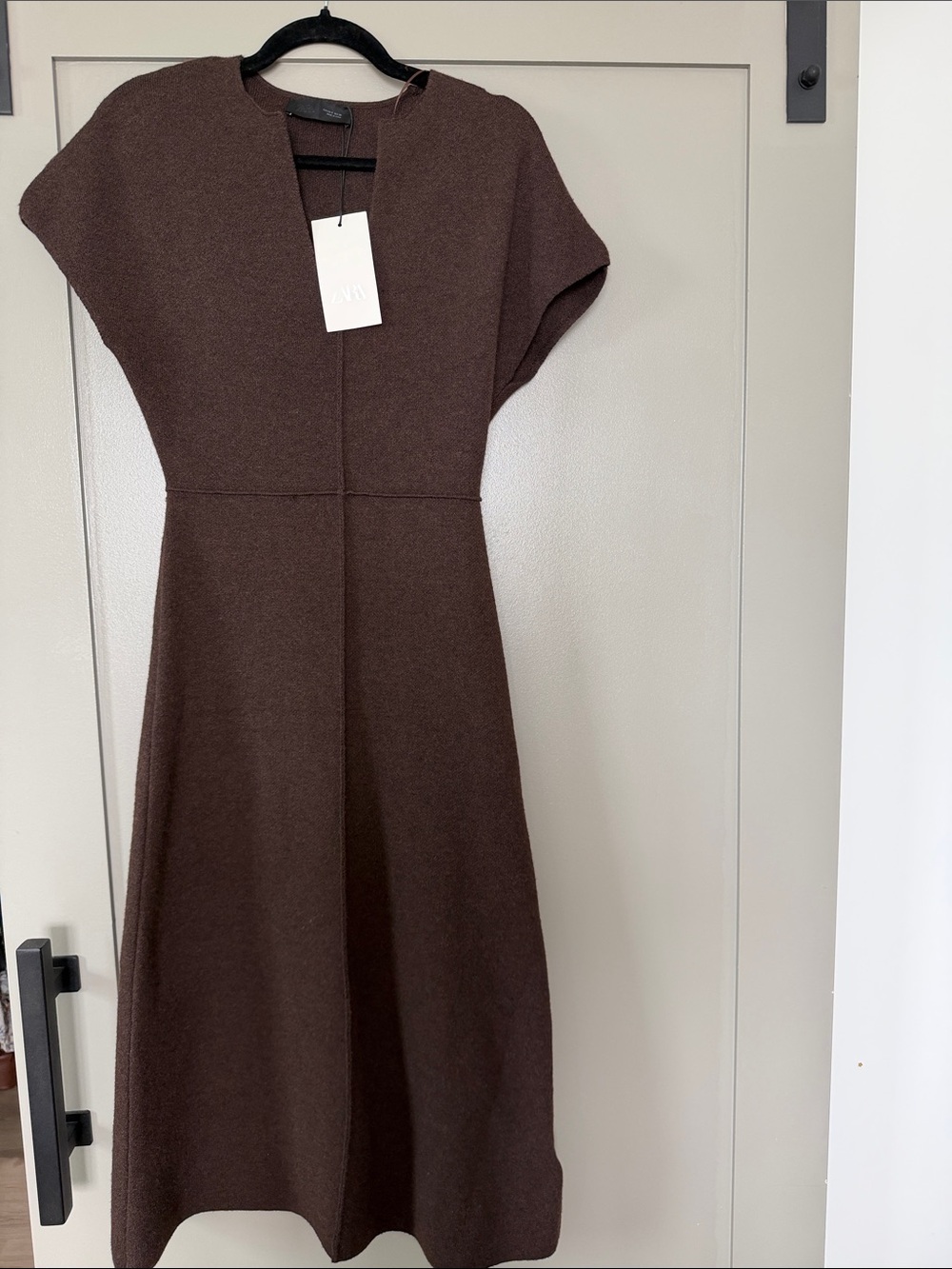 Zara Chocolate Brown Midi A-Line Dress